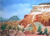 watercolor white top cliffs, santa fe