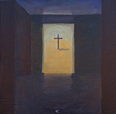 spiritual painting cross through door